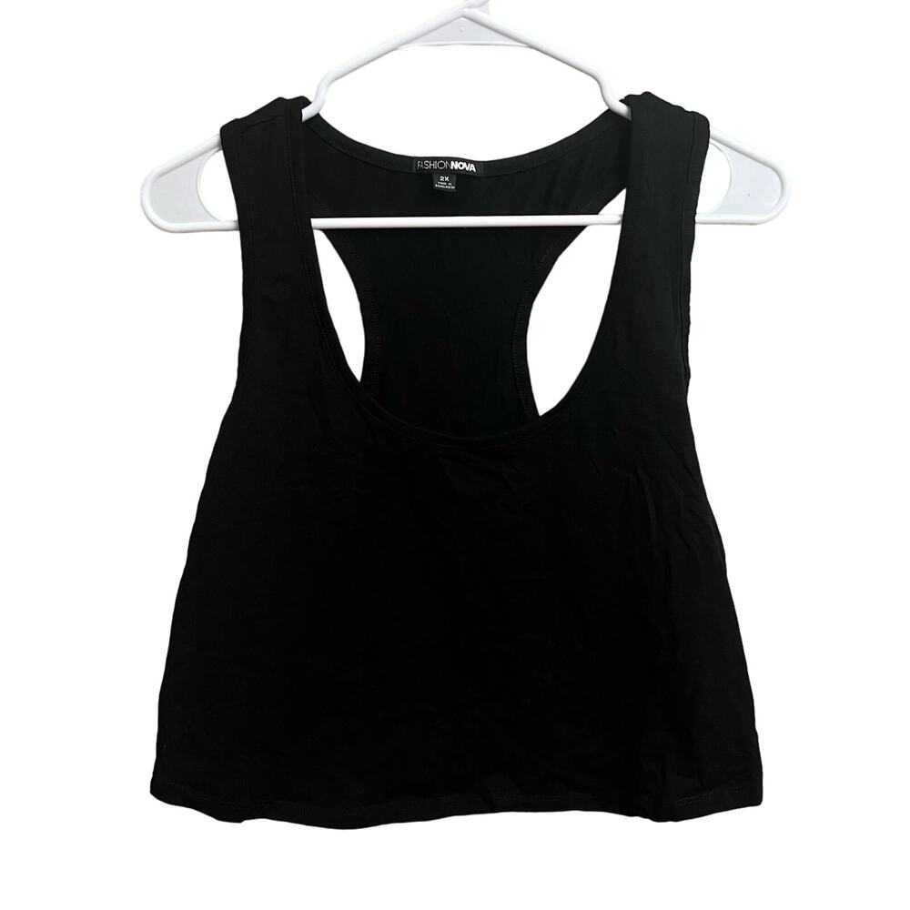 Fashion Nova Kendra Crop Top Black Racerback Plus Size 2X Womens Trendy Casual - Picture 2 of 10